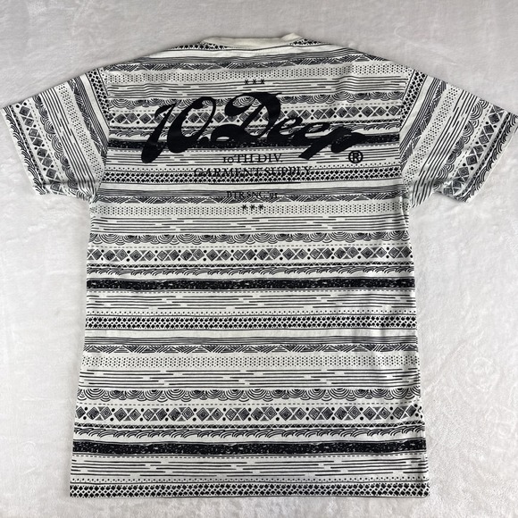 10.Deep Nightwork T-Shirt Mens XL Graphic Stripe Tee White Black Skate Retro - Picture 3 of 7
